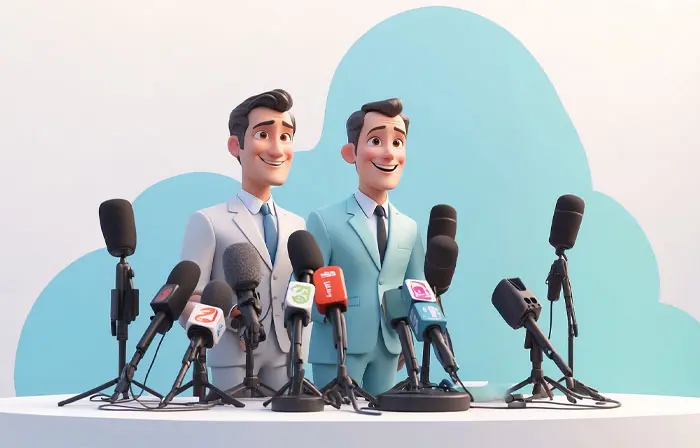 Speaker at the Press Conference Table 3D Cartoon Design Character Illustration